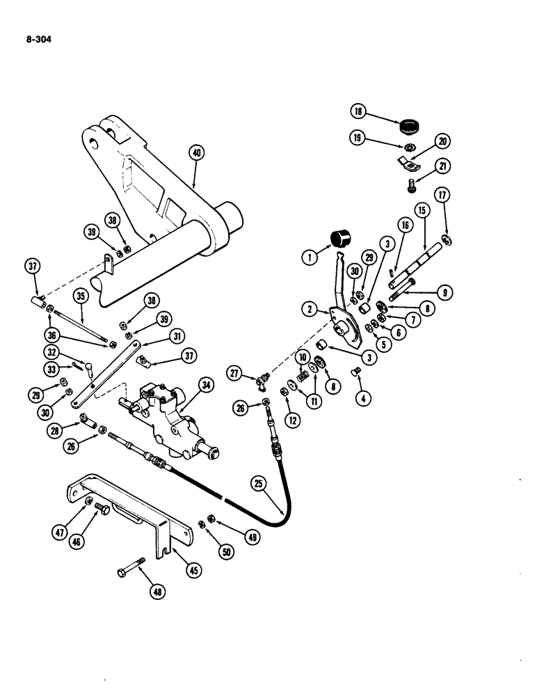 Схема запчастей Case IH 4490 - (8-304) - HITCH DEPTH CONTROLS, PRIOR TO P.I.N. 8860450 (08) - HYDRAULICS