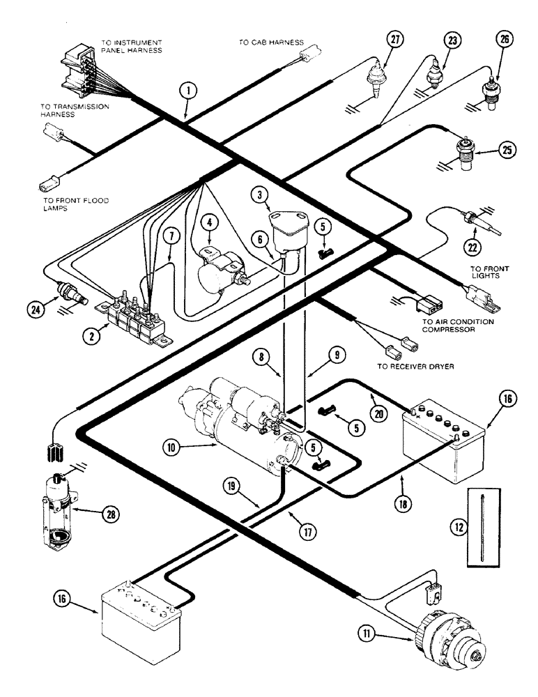 Схема запчастей Case IH 4690 - (4-072) - ENGINE HARNESS, WITH CAB SOLENOID (04) - ELECTRICAL SYSTEMS