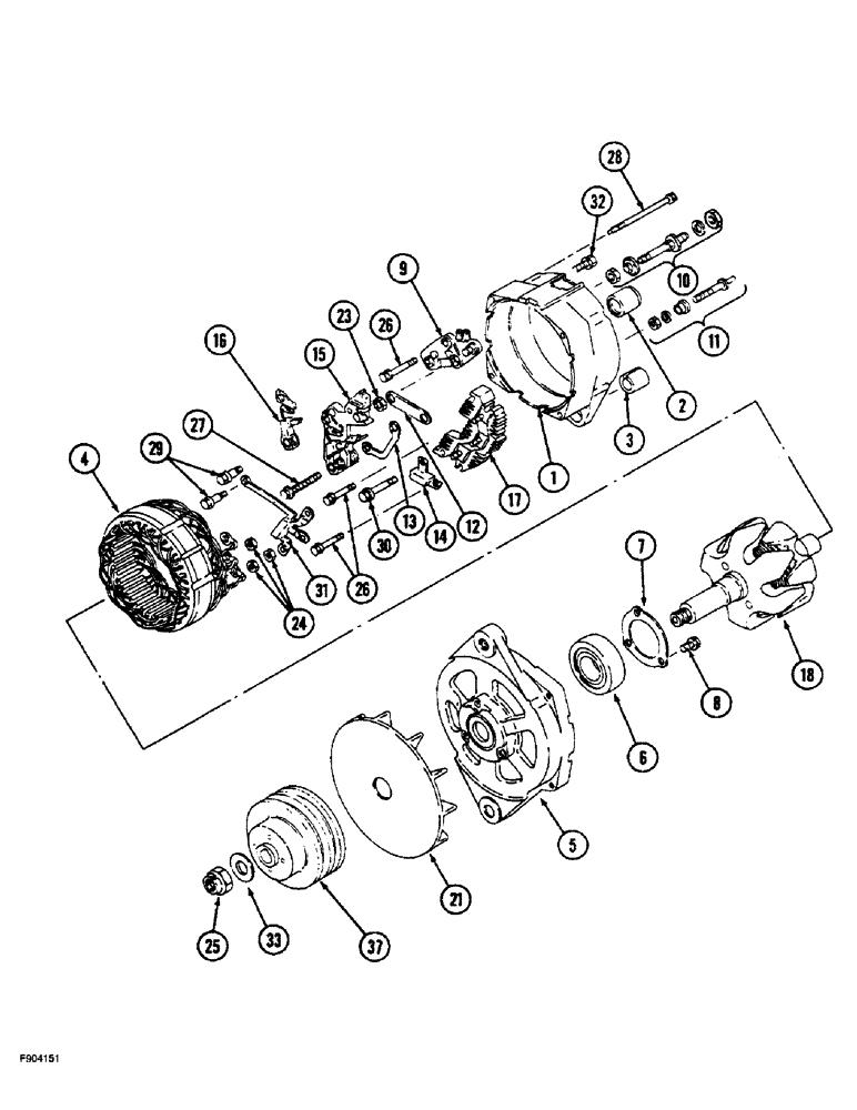 Схема запчастей Case IH 9270 - (4-054) - ALTERNATOR ASSEMBLY WITHOUT DEBRIS SCREEN (04) - ELECTRICAL SYSTEMS