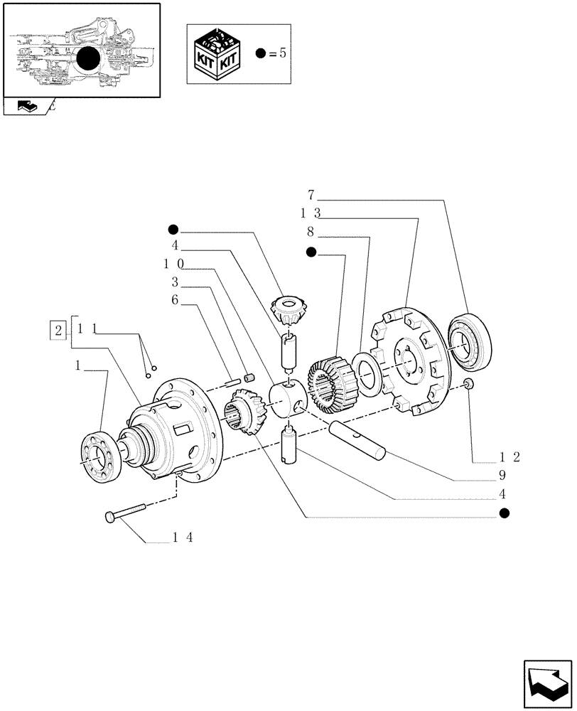 Схема запчастей Case IH PUMA 155 - (1.32.4) - DIFFERENTIAL GEARS WITH MECHANICAL LOCK FOR REAR AXLE (03) - TRANSMISSION