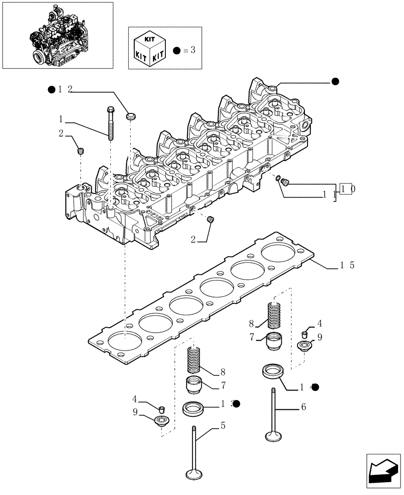 Схема запчастей Case IH MXU130 - (0.06.0/01) - CYLINDER HEAD (01) - ENGINE