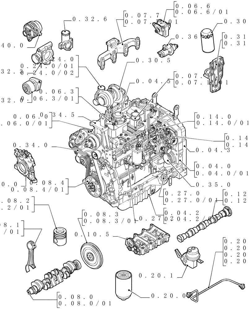 Схема запчастей Case IH MXU130 - (0.02.0) - SEC. 01 - ENGINE (01) - ENGINE