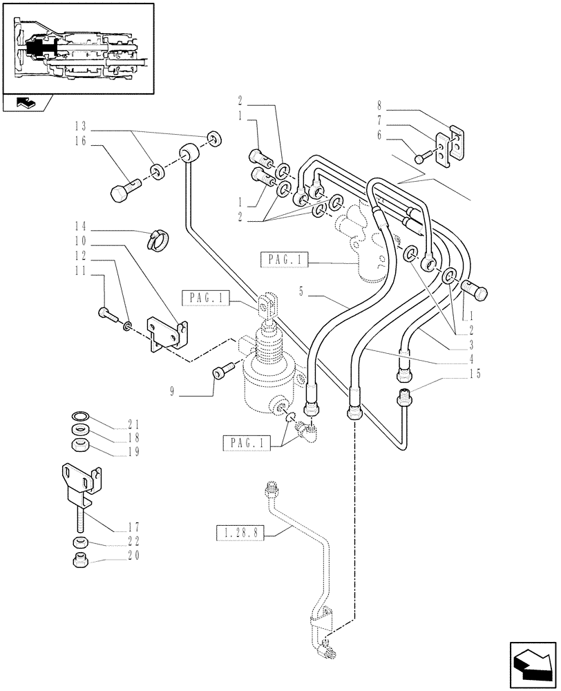 Схема запчастей Case IH FARMALL 95C - (1.80.4[02]) - PTO ENGAGEMENT CLUTCH, SERVOCONTROL (07) - HYDRAULIC SYSTEM