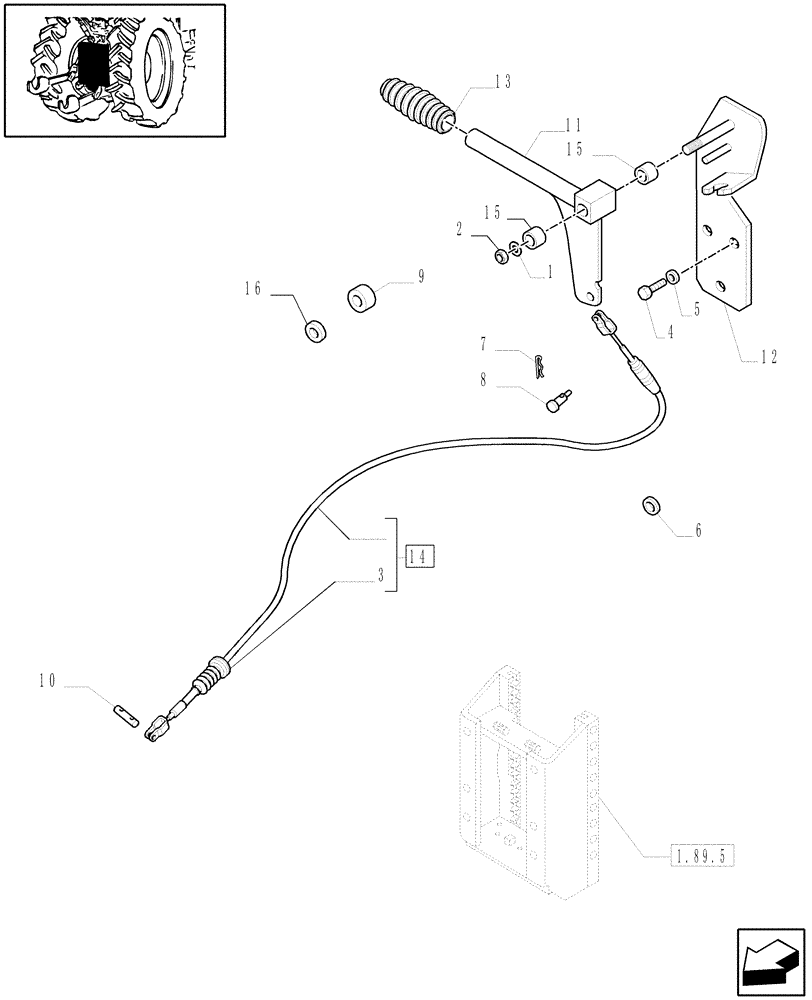 Схема запчастей Case IH MAXXUM 100 - (1.89.5/04) - AUTOMATIC PICK UP HITCH WITH SWINGING DRAWBAR - LEVER - W/CAB (VAR.330943-331943-332943) (09) - IMPLEMENT LIFT