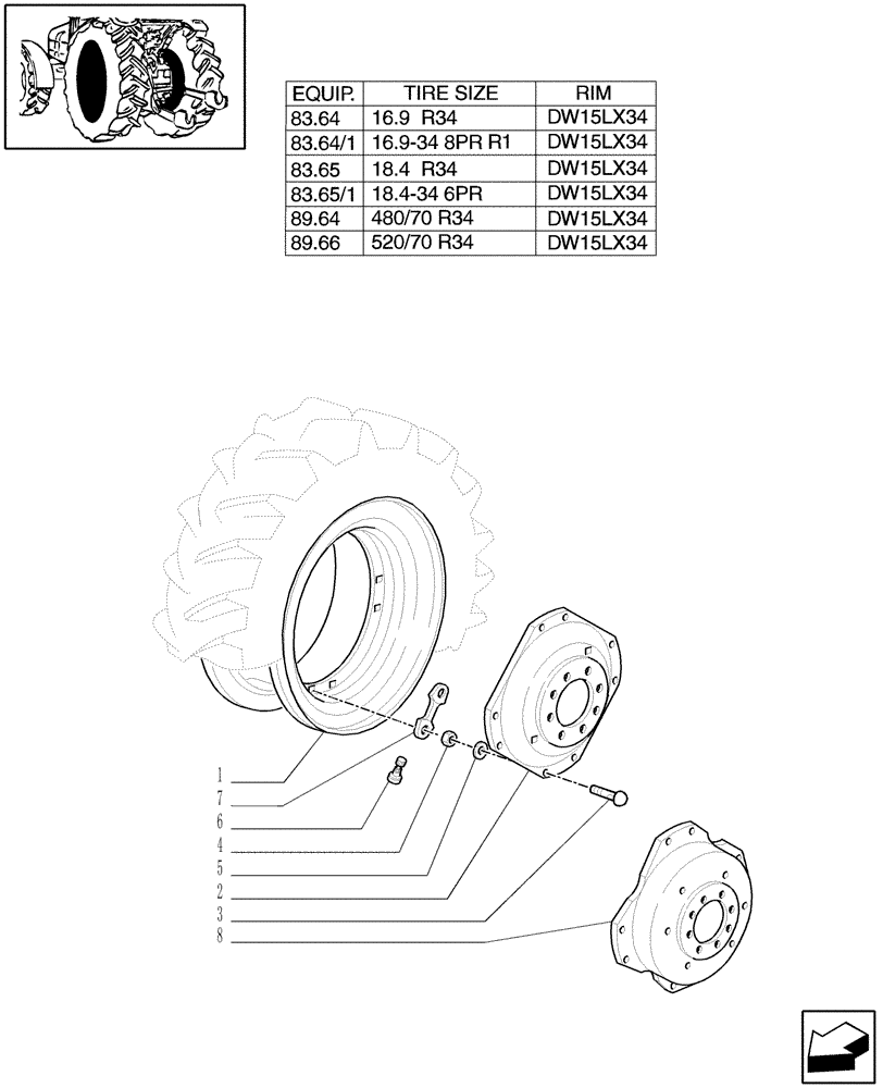 Схема запчастей Case IH MXU115 - (83.00[03]) - DRIVE WHEELS (11) - WHEELS/TRACKS