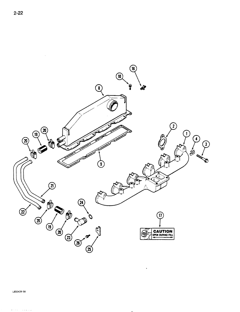 Схема запчастей Case IH 9110 - (2-22) - MANIFOLDS, 6TA-830 ENGINE, EXHAUST, INTAKE AFTERCOOLER (02) - ENGINE