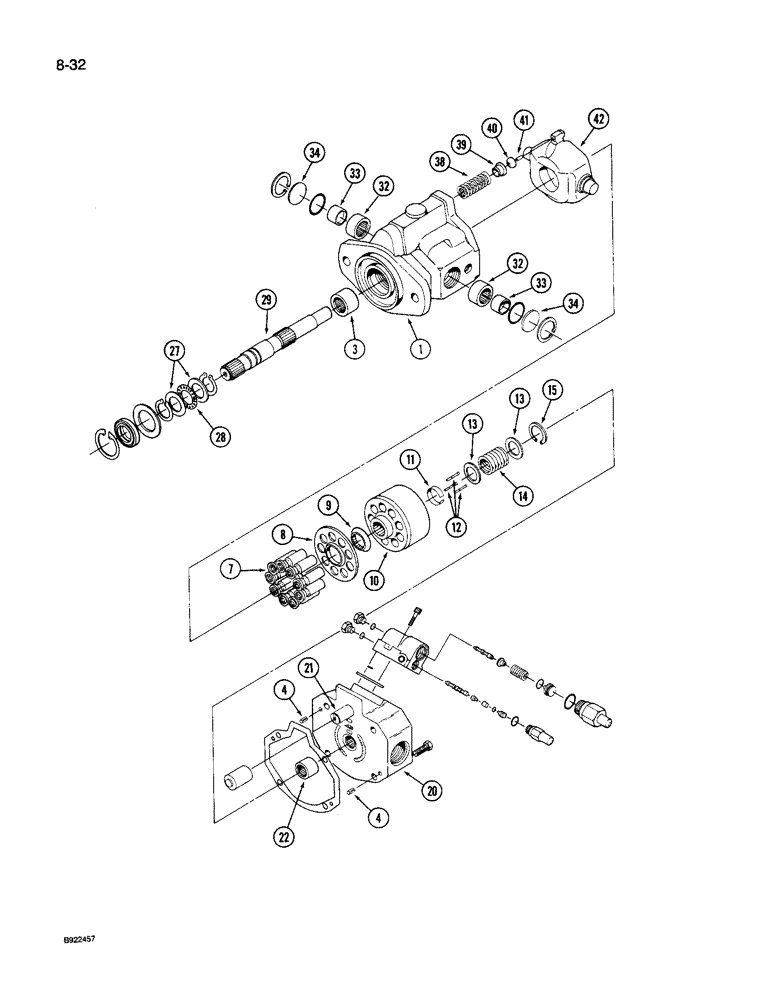 Схема запчастей Case IH 9260 - (8-032) - HYDRAULIC PISTON PUMP (08) - HYDRAULICS