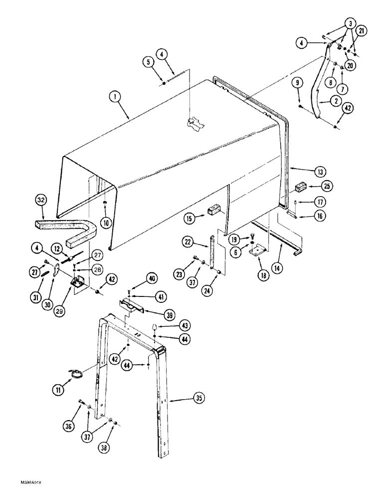 Схема запчастей Case IH 9310 - (9-018) - HOOD AND REAR SUPPORT (09) - CHASSIS/ATTACHMENTS