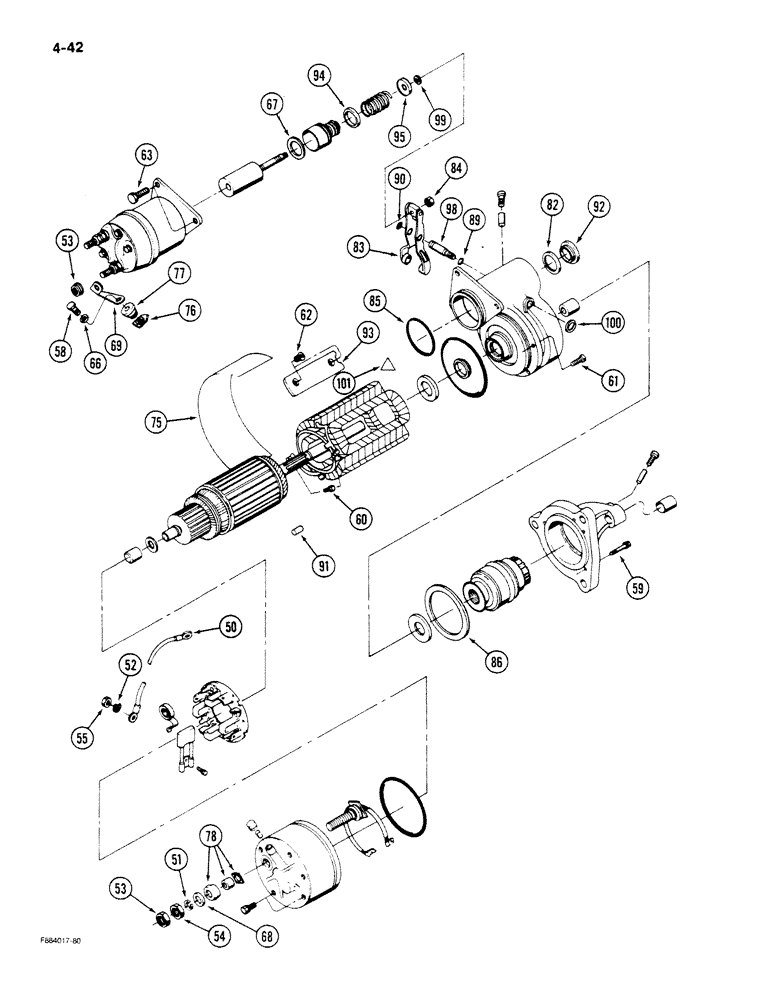 Схема запчастей Case IH STEIGER - (4-042) - STARTER ASSEMBLY, LATER STYLE (04) - ELECTRICAL SYSTEMS