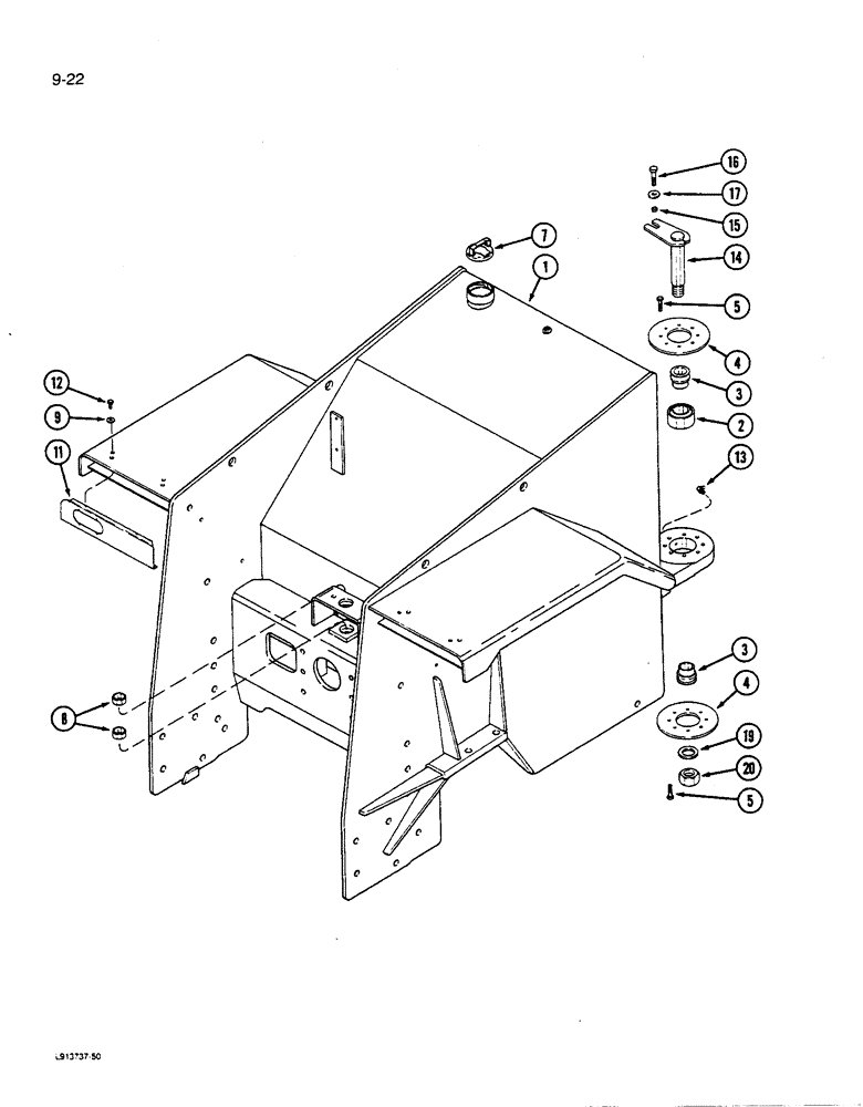 Схема запчастей Case IH 9280 - (9-022) - REAR FRAME PRIOR TO P.I.N. JCB0028400 (09) - CHASSIS/ATTACHMENTS