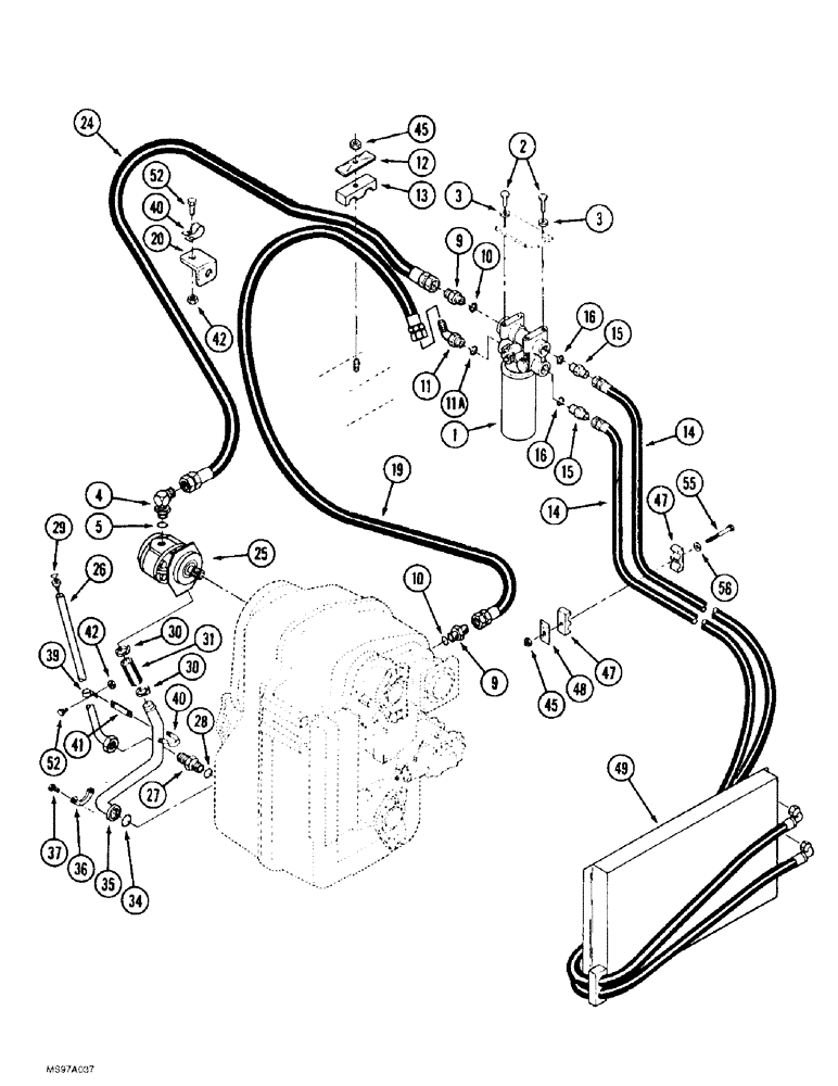 Схема запчастей Case IH 9370 QUADTRAC - (6-040) - TRANSMISSION LUBRICATION, TRANSMISSION TO COOLER (06) - POWER TRAIN