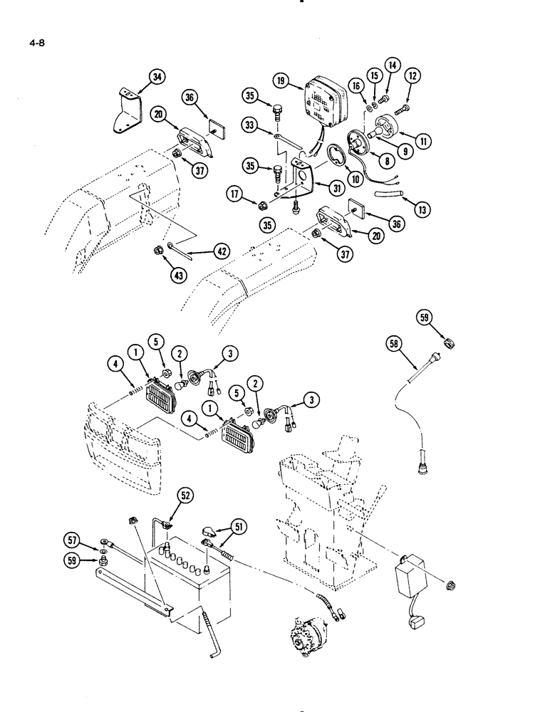 Схема запчастей Case IH 1140 - (4-08) - HEAD LAMP ASSEMBLY (04) - ELECTRICAL SYSTEMS