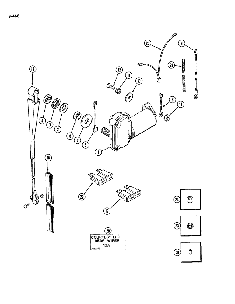 Схема запчастей Case IH 2094 - (9-468) - REAR WINDOW WIPER (09) - CHASSIS/ATTACHMENTS