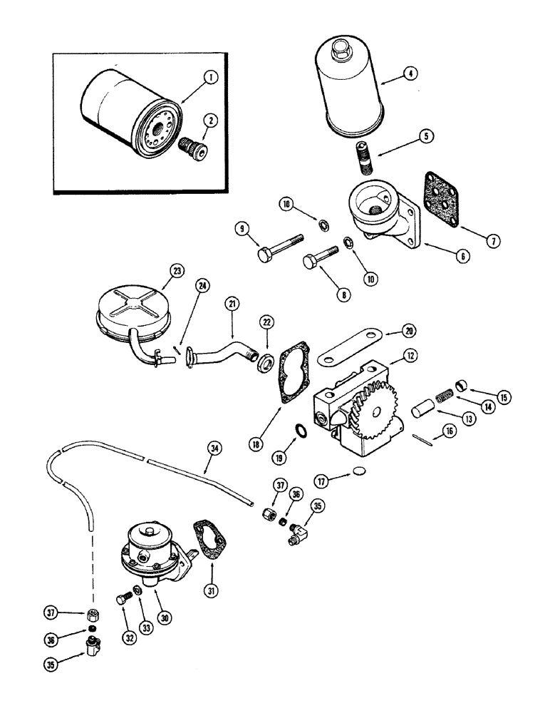 Схема запчастей Case IH 660 - (396) - OIL FILTERS, 201 SPARK IGNITION ENGINE, FLANGE MOUNTED 