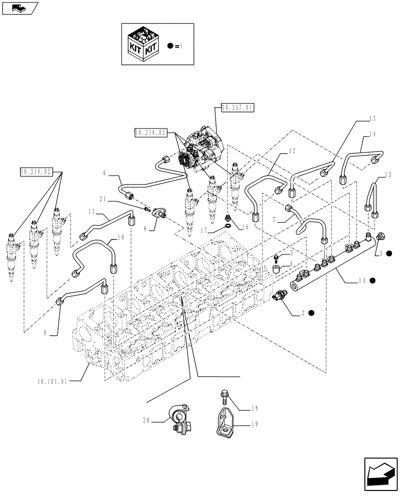 Схема запчастей Case IH F2CFE613A A017 - (10.218.03) - INJECTION EQUIPMENT - PIPING (5801386397) (10) - ENGINE