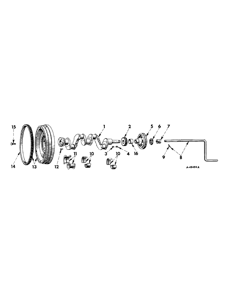 Схема запчастей Case IH 2424 - (017) - CARBURETED ENGINE, CRANKSHAFT, FLYWHEEL AND BEARINGS (01) - ENGINE