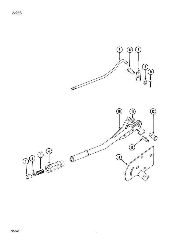 Схема запчастей Case IH 385 - (7-256) - PARK BRAKE HAND LEVER, HEAVY DUTY, MFD TRACTORS P.I.N. 18001 AND AFTER (07) - BRAKES