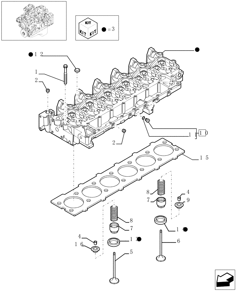 Схема запчастей Case IH PX170 - (0.06.0[01]) - CYLINDER HEAD - PX170 (504085720) (02) - ENGINE