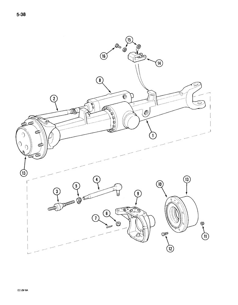 Схема запчастей Case IH 495 - (5-038) - MECHANICAL FRONT DRIVE "ZF", AXLE ASSEMBLY (05) - STEERING