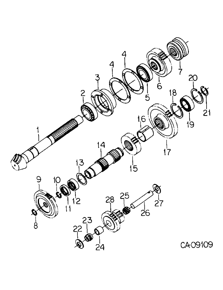 Схема запчастей Case IH 484 - (07-03) - DRIVE TRAIN, RANGE TRANSMISSION, IN REAR FRAME (04) - Drive Train