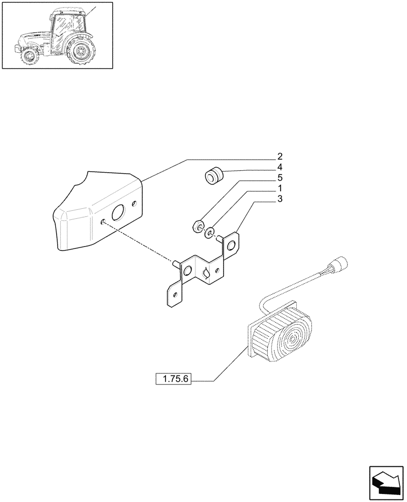 Схема запчастей Case IH JX1075N - (1.75.6/02) - (VAR.938) VERTICAL MUFFLER - LIGHTING COMPONENTS (06) - ELECTRICAL SYSTEMS