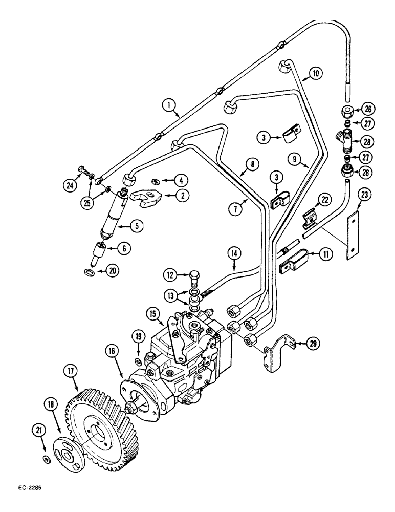 Схема запчастей Case IH 733 - (3-112) - INJECTION PUMP, INJECTION LINES, NOZZLE HOLDER (03) - FUEL SYSTEM