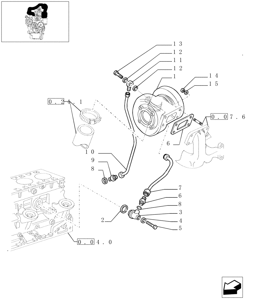 Схема запчастей Case IH JX1070N - (0.24.0) - TURBOCHARGING (01) - ENGINE