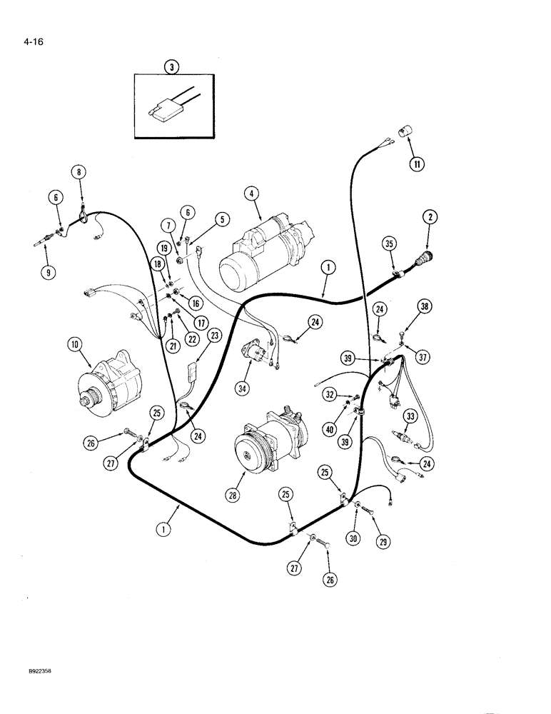 Схема запчастей Case IH 9210 - (4-016) - ENGINE HARNESS (04) - ELECTRICAL SYSTEMS