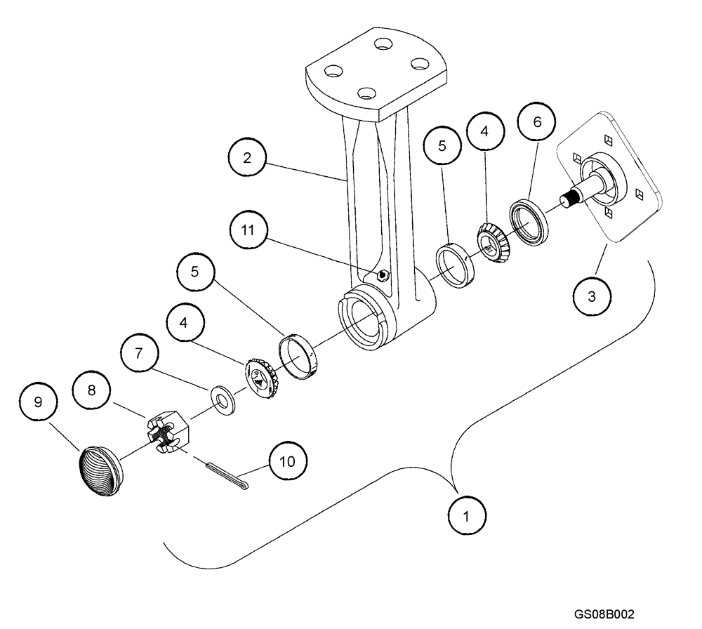 Схема запчастей Case IH 730B - (44.100.02) - DISC LEVELER HUB AND SPINDLE (09) - CHASSIS/ATTACHMENTS