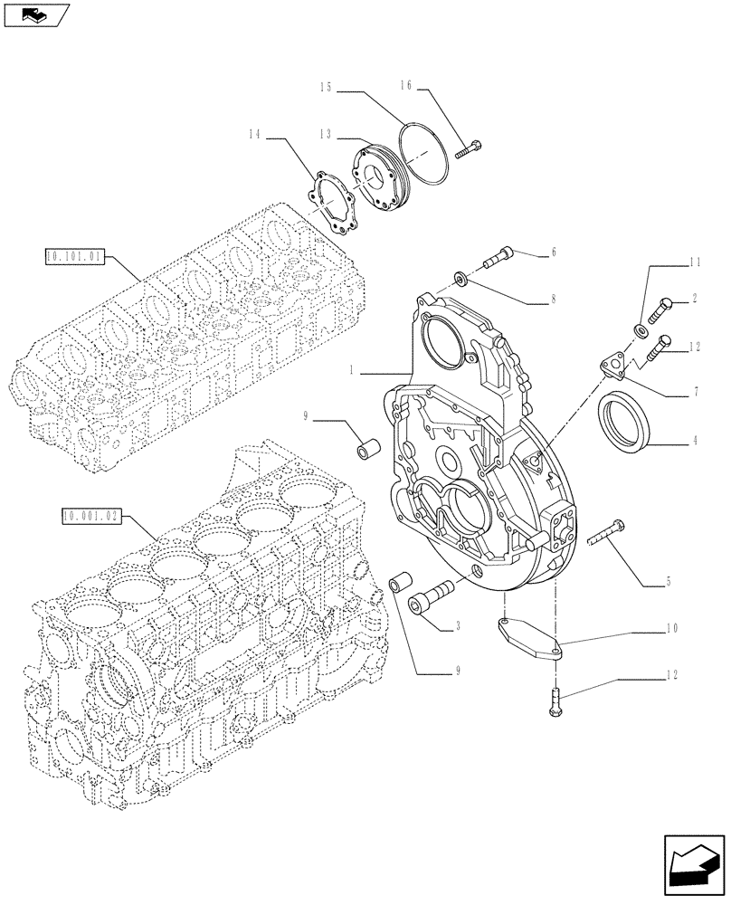 Схема запчастей Case IH F3BFE613D A004 - (10.103.03) - CRANKCASE COVERS (504045977-504170227) (10) - ENGINE