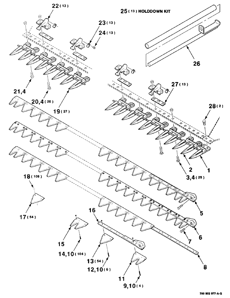 Схема запчастей Case IH 8830 - (3-04) - SICKLE AND GUARD ASSEMBLY, RANGE GUARD, 14 FOOT (09) - CHASSIS