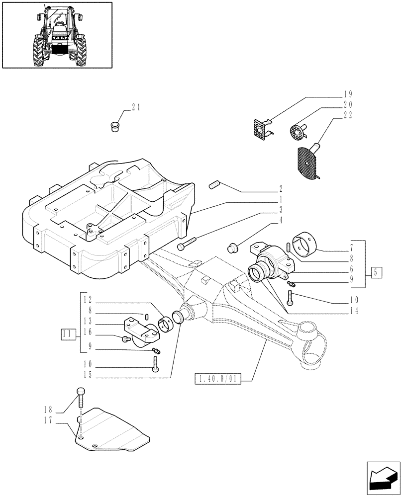 Схема запчастей Case IH JX80 - (1.21.1) - 2WD/4WD SUPPORT (03) - TRANSMISSION