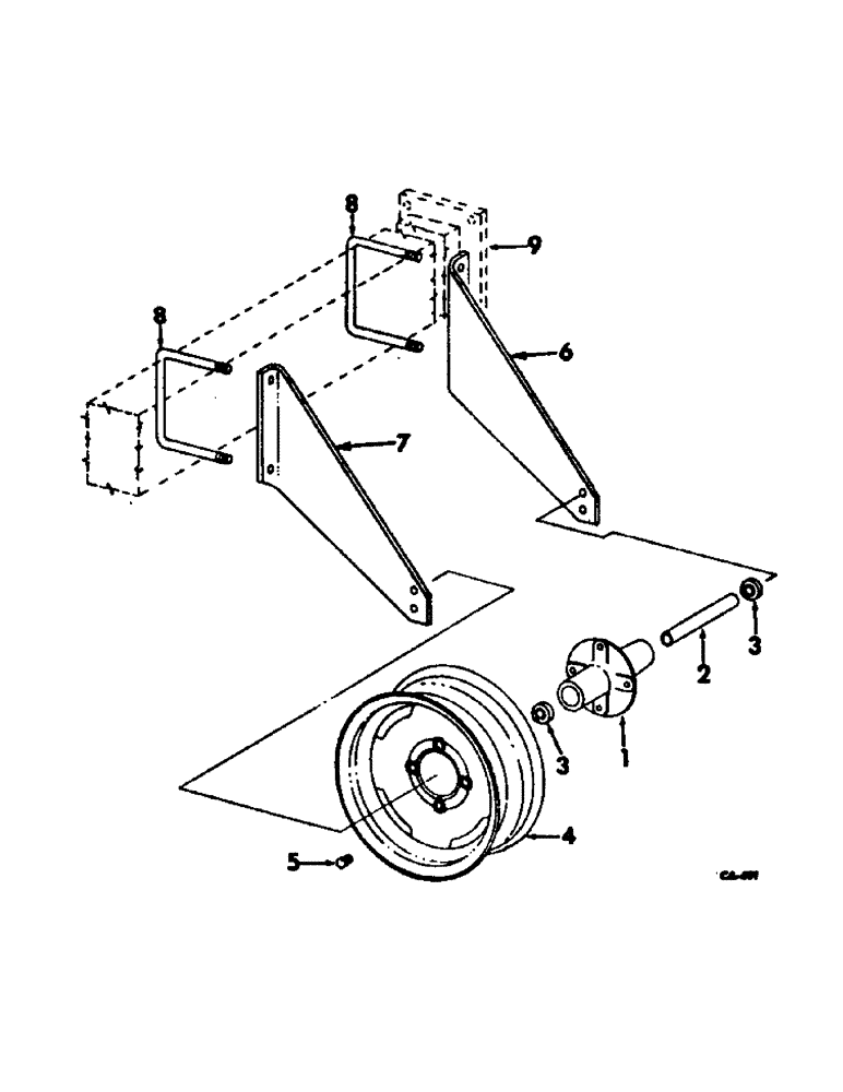 Схема запчастей Case IH 163 - (AQ-13) - TOOL BAR CARRYING WHEELS, FOR 6-ROW AND 8-ROW 