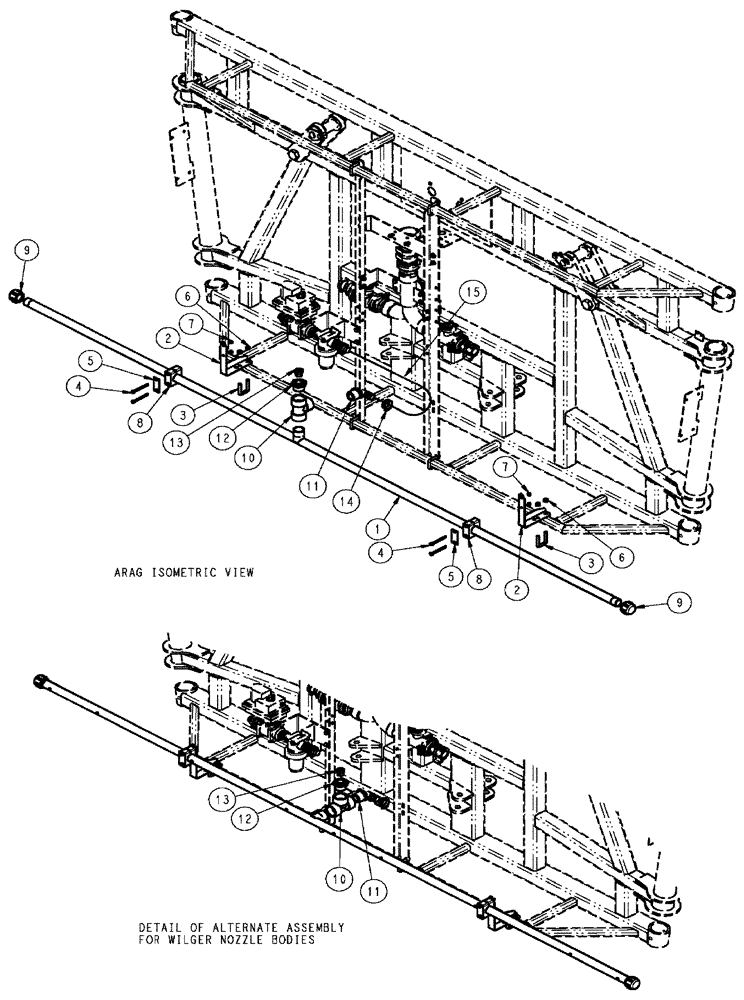 Схема запчастей Case IH SPX3320 - (09-045) - SPRAYBAR, CS 20/30", 5 SECTION Liquid Plumbing