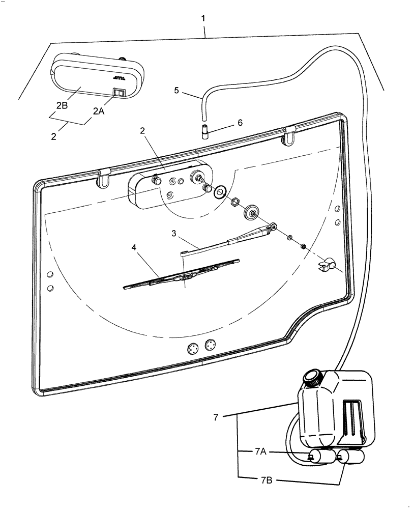 Схема запчастей Case IH DX40 - (10.17) - REAR WINDSHIELD WIPER/WASHER DIA - 710642016 (10) - OPERATORS PLATFORM/CAB