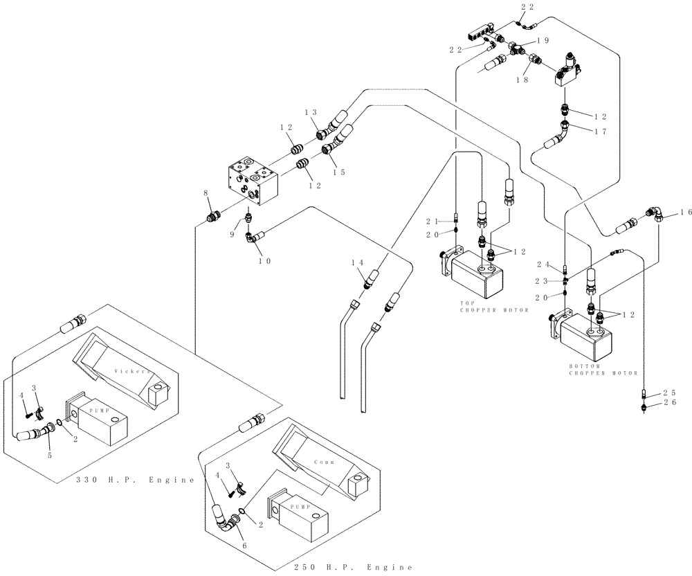 Схема запчастей Case IH 7700 - (B08.05[01]) - Hydraulic Circuit {Chopper} (35) - HYDRAULIC SYSTEMS