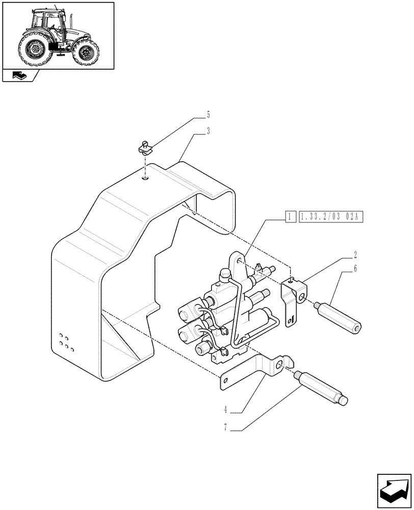 Схема запчастей Case IH FARMALL 60 - (1.33.2/03[01A]) - ELECTROHYDRAULIC DIFFERENTIAL LOCK CONTROL - SOLENOID VALVE - D6830 (VAR.330384-743909) (04) - FRONT AXLE & STEERING