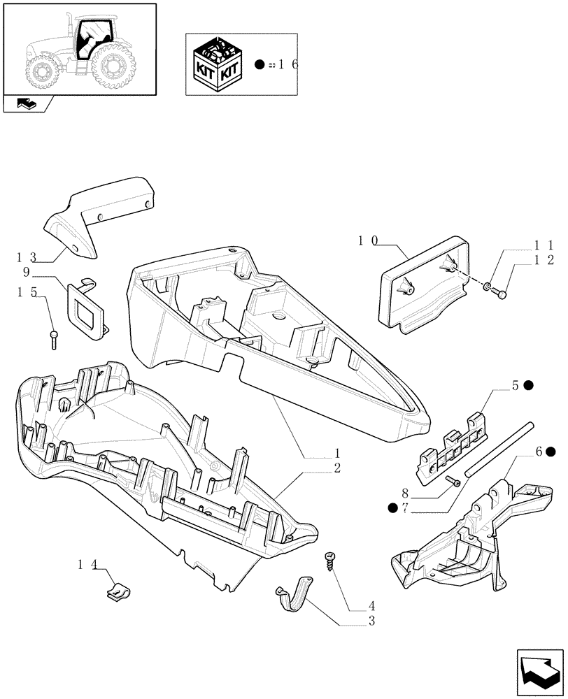 Схема запчастей Case IH PUMA 210 - (1.97.0/01[01]) - ARMREST CONTROL UNIT - COVERS (10) - OPERATORS PLATFORM/CAB