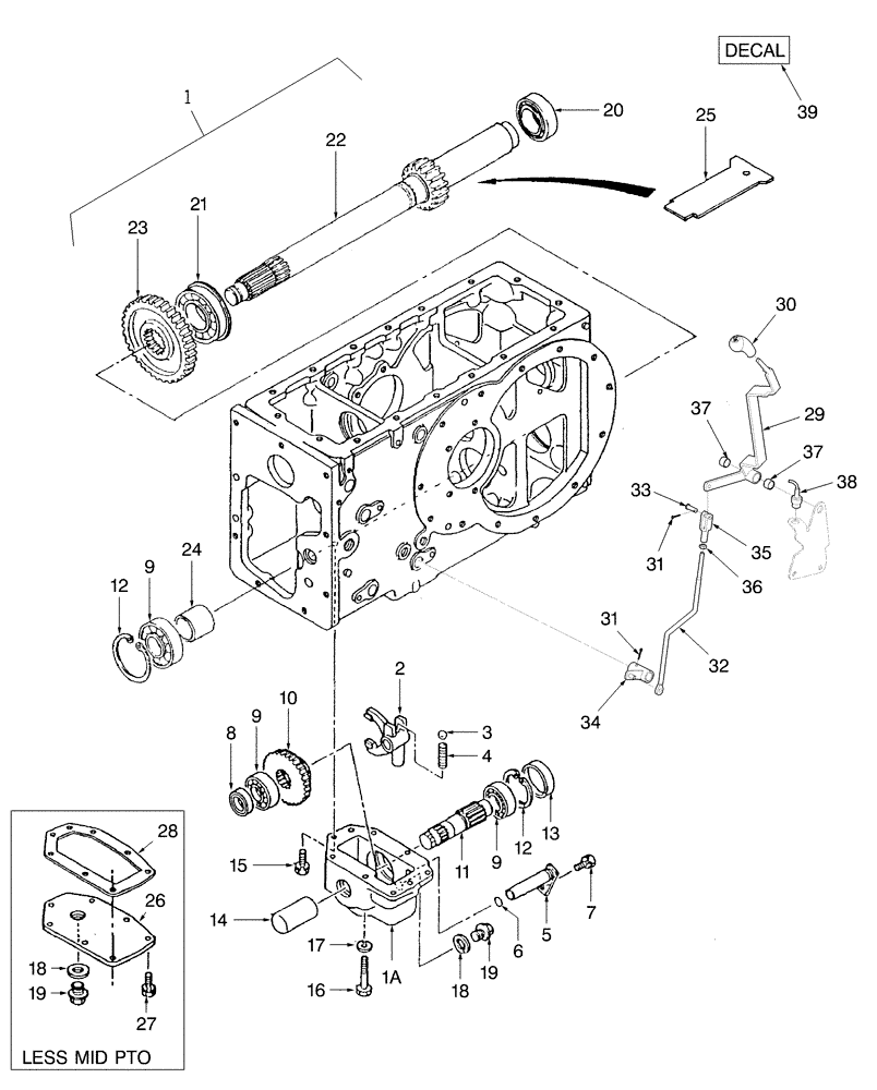 Схема запчастей Case IH DX35 - (03.15) - MID PTO & KIT - 710801013 (03) - TRANSMISSION