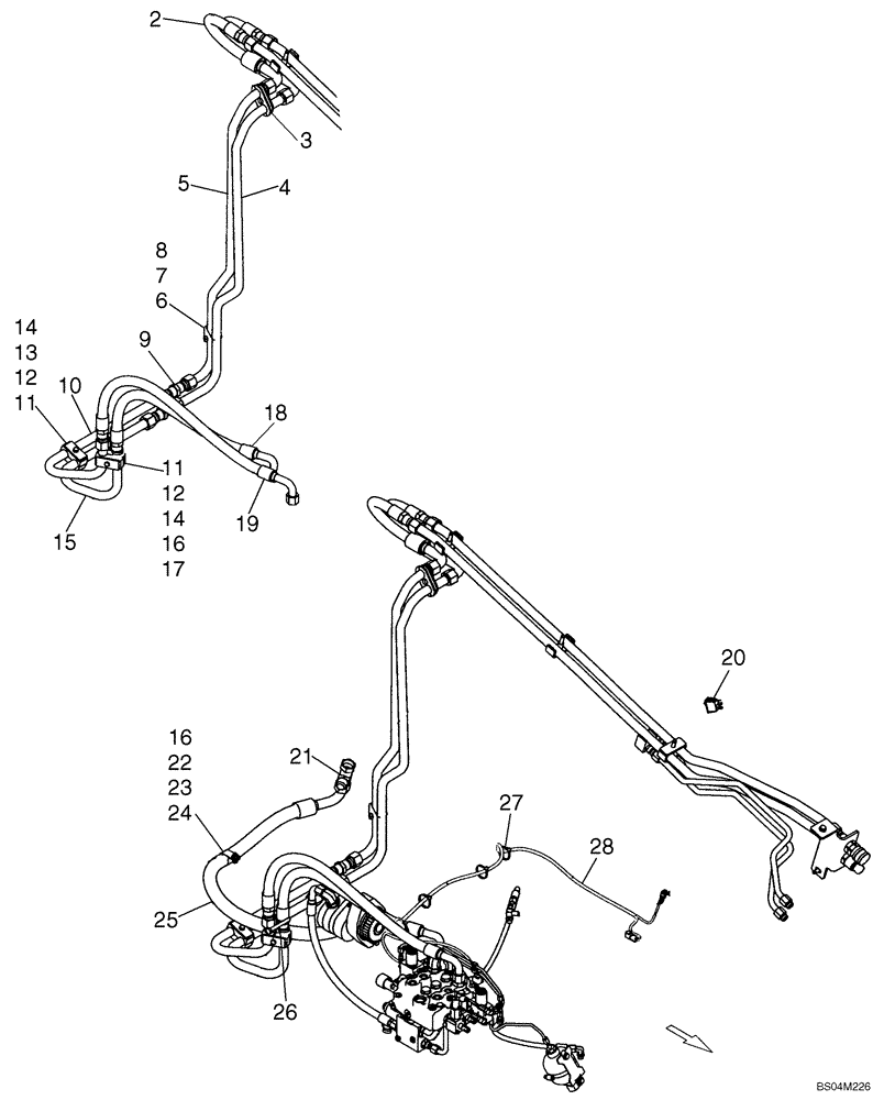 Схема запчастей Case IH 440CT - (08-17) - HIGH FLOW, SUPPLY AND RETURN (08) - HYDRAULICS