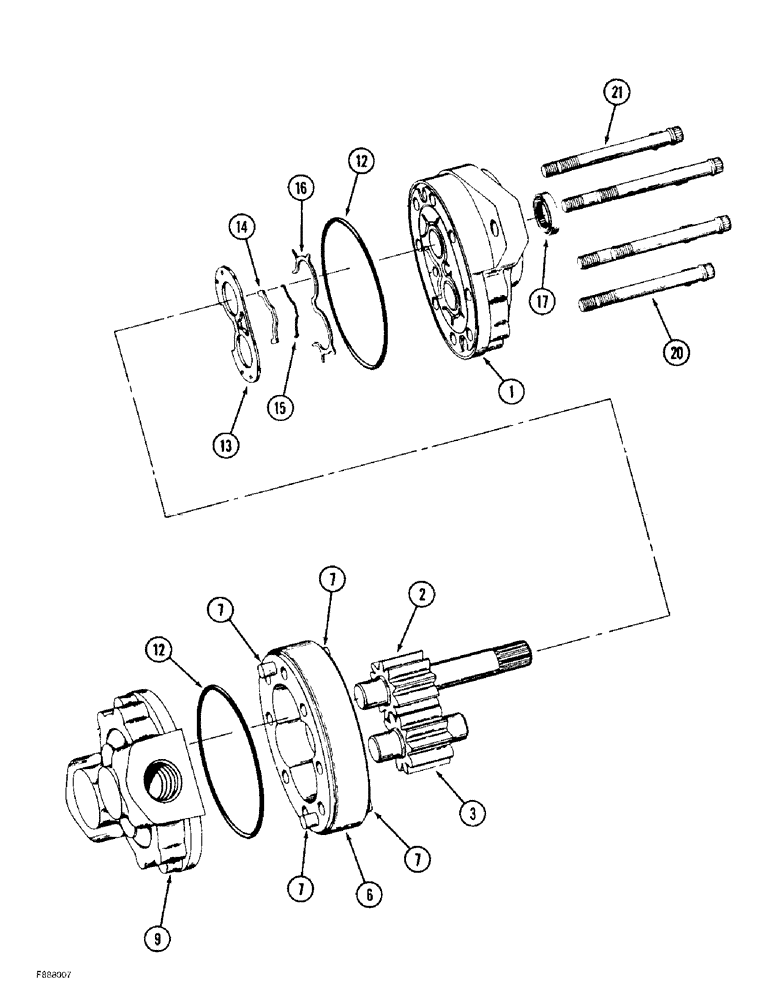 Схема запчастей Case IH 9380 QUADTRAC - (8-018) - HYDRAULIC GEAR PUMP ASSEMBLY, PRIOR TO P.I.N. JEE0071001 (08) - HYDRAULICS