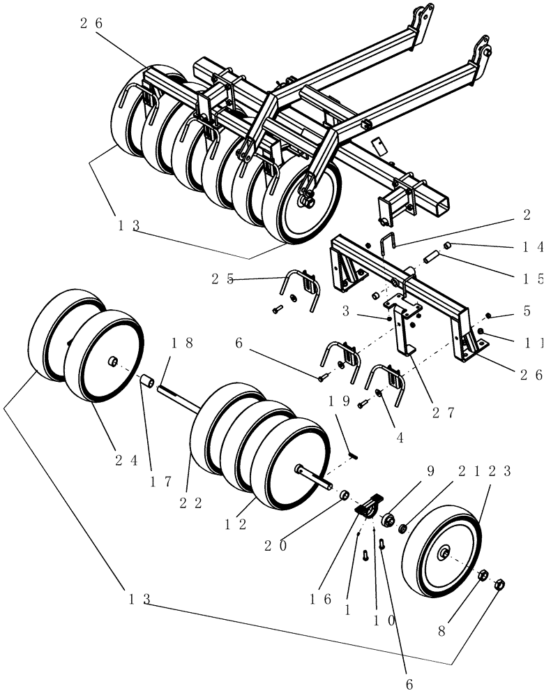 Схема запчастей Case IH 700 - (75.200.08) - PACKER, CENTER - 10" SPACING (75) - SOIL PREPARATION