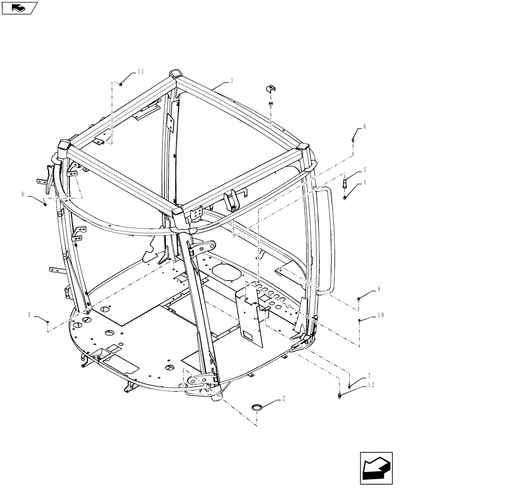 Схема запчастей Case IH TITAN 3530 - (90.150.01) - CAB FRAME (90) - PLATFORM, CAB, BODYWORK AND DECALS