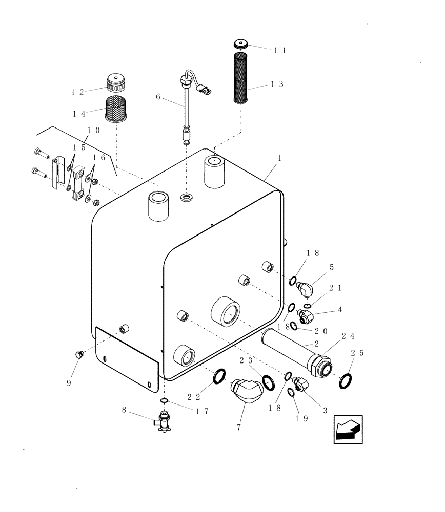 Схема запчастей Case IH 9010 - (35.300.08[02]) - RESERVOIR, HYDRAULIC OIL - 9010 (35) - HYDRAULIC SYSTEMS