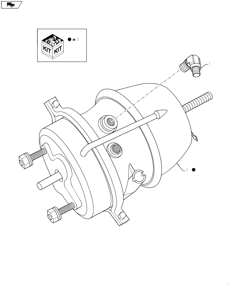 Схема запчастей Case IH TITAN 3530 - (33.300.06) - REAR BRAKE CHAMBER ASSEMBLY (33) - BRAKES & CONTROLS