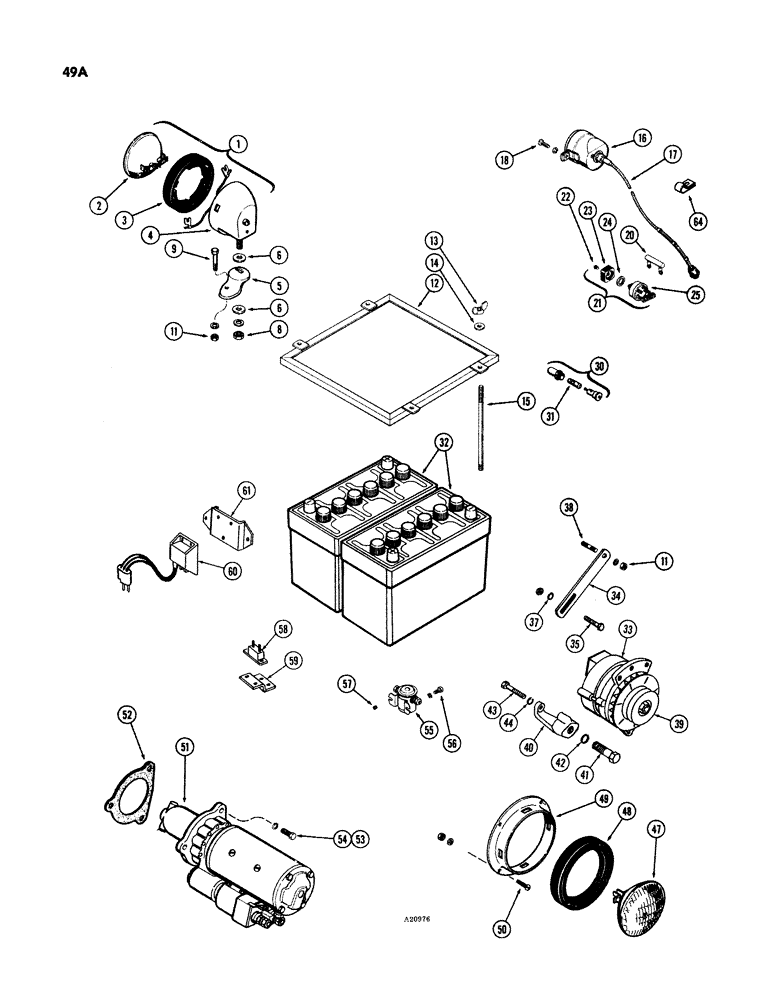 Схема запчастей Case IH 1200 - (049) - ELECTRICAL EQUIPMENT AND HARDWARE, (451) DIESEL ENGING, FIRST USED TRACTOR SERIAL NUMBER 9808085 (04) - ELECTRICAL SYSTEMS