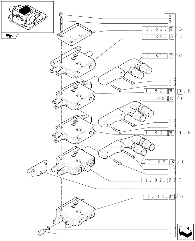 Схема запчастей Case IH PUMA 140 - (1.82.7/03A) - 3 REMOTES (1NC+2CONFIG) FOR CCLS PUMP FOR EDC AND RELEVANT PARTS (VAR.333844) (07) - HYDRAULIC SYSTEM