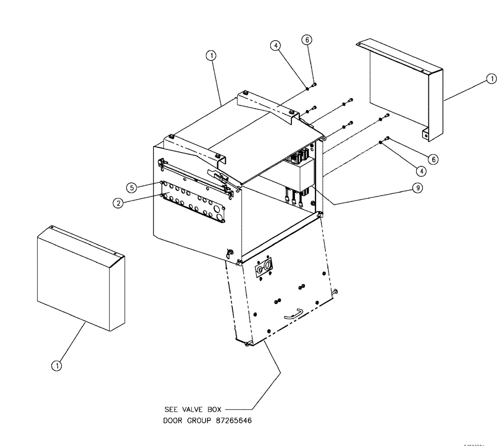 Схема запчастей Case IH FLX810 - (02-020) - VALVE BOX GROUP, TRIPLE BIN Bin Group