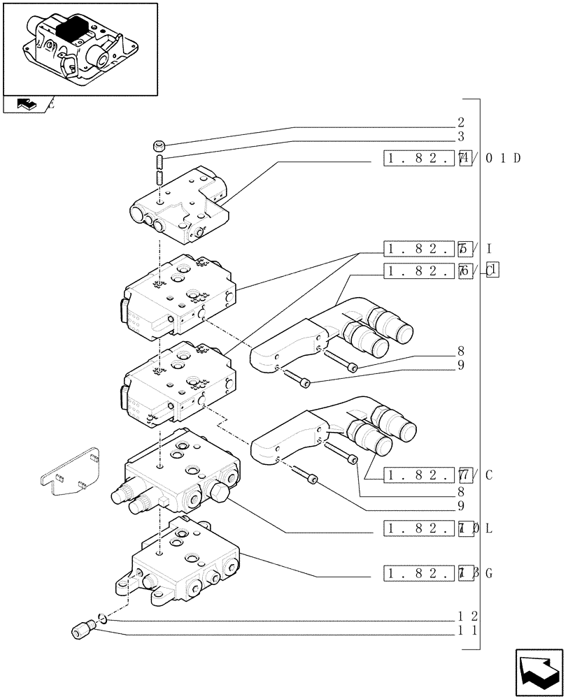 Схема запчастей Case IH PUMA 155 - (1.82.7/06A) - 2 CCLS (EDC) ELECTRONIC CONTROL VALVES WITH TRAILER BRAKE VALVE (EHS1) AND ASSOCIATED PARTS (VAR.330853) (07) - HYDRAULIC SYSTEM