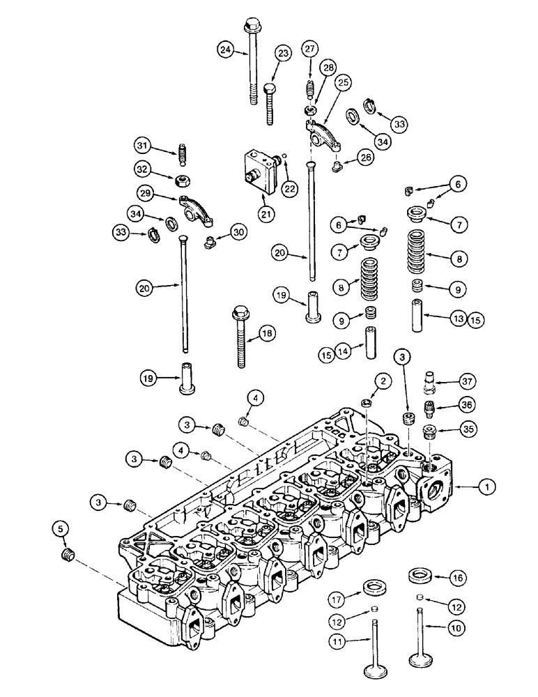 Схема запчастей Case IH 8850 - (10-44) - CYLINDER HEAD AND VALVE MECHANISM, SERIAL NUMBER CFH0099001 THRU CFH0099164 (02) - ENGINE